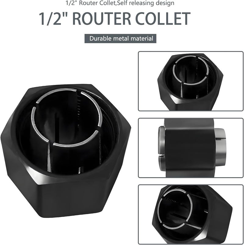 Yutacorex 1/2" and 1/4" Router Collet for Dewalt DW621 DW616 DW618 Dw622 Dw626 Router, for Bosch 1617, 1617EVS, 1618, 1618EVS, 1613, 1613EVS, 1613AEVS Router Part No. 326286-03, 326286-04, 2610906283,2610906284 - Image 2